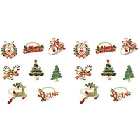 Typecat 16 Stücke Weihnachts Servietten Ringe Servietten Halter Ringe für Urlaub Weihnachten Tisch Dekoration Elch Servietten Schnalle