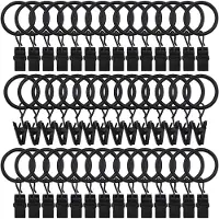 Torribaly 42 Packungen Vorhang Ring, mit Clips, Dekorativen VorhäNgen, Rost, Retro, 1 Zoll, Innendurchmesser, Schwarz