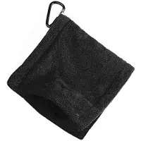 Torribaly Golfballhandtuch mit Clips, 5,5 X 5,5 Zoll, Golfhandtuch, Premium-Mikrofaser, Golfball-Reiniger, Zubehör, Schwarz