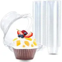 Semoic Einzelne Cupcake-BehäLter, 100 StüCk Durchsichtige Cupcake-Boxen, Cupcake-Halter mit Deckel, Muffin-TräGer mit Einem Fach