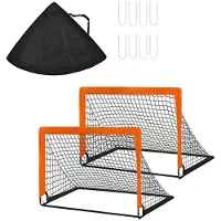 ISTOVO 2er-Set Kinderfußballtore für Den Garten, 120 X 90 cm, Tragbare Fußballtornetze, ---Fußballnetz für Kleinkinder, Trainingsnetz, Orange