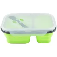 ISTOVO Faltbare Silikon-Bento-Box, Mikrowellengeeigneter Lunchbehälter, Grün