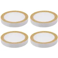 Typecat Gold Einweg-Kunststoffteller -Lace Design Hochzeitsfeier Kunststoffplatten, Gold Lace Teller Salat / Dessert Teller 100Pack-7.5 Zoll