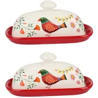 Typecat 2X Lebensmittel BehäLter Butter Teller mit Deckel Küchen Geschirr Käse Dose Keramik Butter Dose mit Deckel Butter Dose Käse Dose A