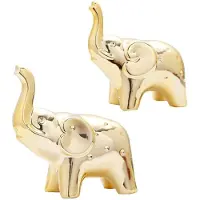 Semoic 1 Paar Goldene Elefantenstatue Als Heimdekoration, Moderne Figuren, Skulptur für Den Schreibtisch im Wohnzimmer, Keramikornamente