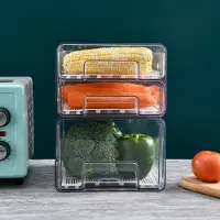 Semoic Kunststoff Obst GemüSe Aufbewahrung mit AbtropffläChe KüHlschrank Organisator FrischhaltebehäLter, Einlagig