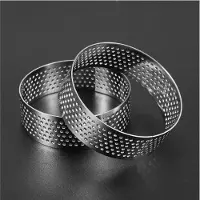 Torribaly 30 Stück Rundes Dessert Edelstahl Perforierte Obst Kuchen Quiche Kuchen Mousse Form Küche Back Form 6cm