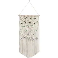 Semoic BläTter-Makramee-Wandbehang, GrüNe BläTter, Makramee-Wandbehang, Boho-Wanddekoration, Garn-Wandbehang, Wandteppich, Handgefertigt B