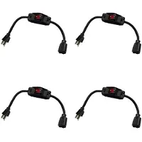 ISTOVO 3 Prong Extension Cord with Waterproof , 1875W Heavy Duty Extension Cord with , 14AWG 1.5FT, 4 Pack US Plug