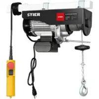 Stier Elektrischer Seilzug, Tragkraft 999 kg, Leistung 1600 W, Hebehöhe bis 12 m, inkl. Befestigungsbügel, einfache Montage, Sicherheit durch Not-Aus-Schalter