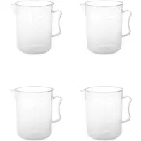Typecat 4X 1000ml Transparenten Kunststoffbecher Messbecher mit Griff