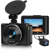 Torribaly Auto-Dashcam, 4K 1080p Dashcam, Front- und Heck-WLAN-Recorderkamera für Autos mit App-Steuerung, G-Sensor, Loop-Aufnahme