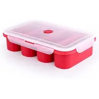 Semoic Silikon Gefrierschrank Tabletts Extra GroßEs Super Quadratisches Eis WüRfel Tablett Einfrieren Form für Lebensmittel Rot