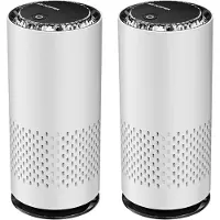 Torribaly 2X USB-Luftreiniger mit Negativ-Ionen-Generator und HEPA-Filter Zur Entfernung Von Formaldehyd im Auto, Elektrischer Lufterfrischer, Weiß