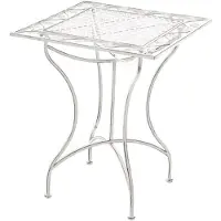 DELUKE Gartentisch FINN Vintage - 60x60x72cm, Metall, Antik-Weiß | Balkontisch Outdoor-Tisch klein