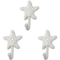 ISTOVO 3X Seestern Guss Eisen Dekorative Haken An der Wand Mäntel Schürzen Hüte Handtücher Haken Strand Ozean Thema Schicke Haken Aus Metall
