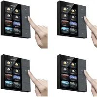 Torribaly 4Stück 3,5 Zoll Wandschalter Touchscreen 4 Gruppen Schalter 8-Wege Szene Sensor Dimmschalter Vorhang Tuya Zigbee A