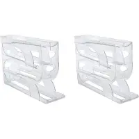 ISTOVO 2X Automatischer Eierständer mit Rollen, Eierkorb, Behälter, Herunterrollbar, Kühlschrank, Eierspender, Küche, Zuhause, Transparent