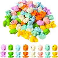 Torribaly 96 Kleine Elefantenfiguren - 2 cm Große Elefanten Aus Kunstharz in 8 Farben für Feengärten, Bastelarbeiten und Heimdekoration