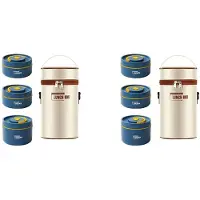 Torribaly 4x Lebensmittel-Wärme-LunchbehäLter, Edelstahl-Thermo-LunchbehäLter, Tragbarer Thermo-Bento-Box-LebensmittelbehäLter, Blau B