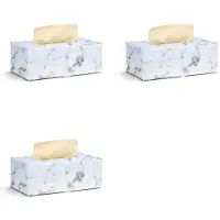 Torribaly 3X Rechteckige Marmor Pu-Leder Kosmetiktücher Box Abdeckung Serviettenhalter Papierhandtuchspender Container für Home Office Auto Decor