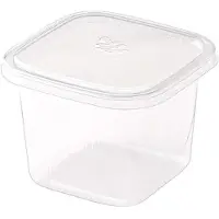 ISTOVO 50 Stück 400 Ml Klare Kunststoff-Dessertbecher mit Deckeln Wiederverwendbare Quadratische Cupcake-Behälter Einzelportion Versiegelte