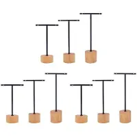 Torribaly 9-Teiliger T-Bar-OhrringstäNder mit Holzsockel, Schmuckhalter zum AufhäNgen, Schmuck-Organizer für Fotografie-Requisiten A