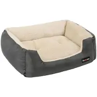 BellaFurn Rundes Hundebett mit Wendekissen, grau, 80 x 65 x 20 cm