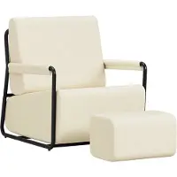 SoBuy Relaxsessel mit Hocker, bequemer Loungesessel mit Fußstütze und ergonomischer Rückenlehne, 30D Schaumstoffpolsterung für Wohnzimmer FST99-MI