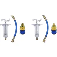 ISTOVO 2X Auto-Ölfarbstoff-Injektor, 30 Ml, Manueller A/C-Farbstoff-Injektor, 1/4 SAE-Ölfarbstoff-Koppler-Adapter für Auto-Fahrzeug-Heimklimaanlage