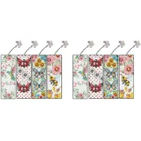 Typecat Diamant-Kunst-Lesezeichen, 8-Teilig: Acryl-Diamant-Lesezeichen-Set für Frauen - Frühlingsblumen-Schmetterling-DIY-Lesezeichen