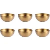 Typecat 6X Große Kapazität Edelstahl Salat Schüsseln Koreanische Suppe Reis Nudel Ramen Schüssel Küche Lebensmittel Behälter,Gold,15X 7CM