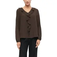 s.Oliver Black Label Langarmbluse Sommerbluse mit Volants und transparenter Optik