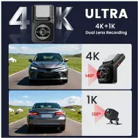 Typecat 4G LTE SIM Dashcam mit Live-Streaming-App, Fernüberwachung, Dual-Objektiv (4K+1080P), Rückfahrkamera und WLAN-Autokamerarekorder