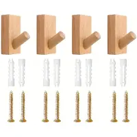 Semoic 4-Teilige Haken Aus Massivem Holz, Frei Stanzbare Haken für die Türrückseite, Haken für Den Eingangsbereich, Kleiderhaken für Umkleidekabinen,