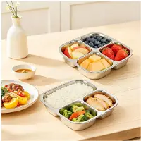Semoic 2-Teilige 600-Ml-Snackbox mit 7 Fächern Aus Edelstahl, Wiederverwendbare Lunchbox mit Fächern