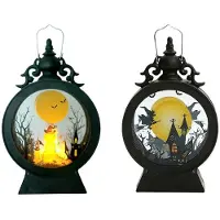 Semoic Horror Halloween LED Windlicht Tragbare Geisterlaterne Bar Desktop Ornament Halloween Dekor Requisiten Zubehör B