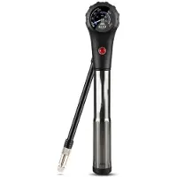 Semoic Tragbare 300-PSI-Fahrradluftpumpe mit Manometer - Hochdruck-Fahrradreifenluftpumpe für Federgabel und Hinterradfederung für Stoßdämpfer