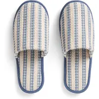 HAY - Waffle Gestreifte Hausschuhe - One Size - Staubiges Blau