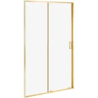 Beliani Duschschiebetür Gold Hartglas u. Aluminiumprofile 120 cm Breit 190 cm Hoch Modern Klarglas Gleittür Einzelschiebetür Duschtür für Nische