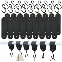 Semoic 18-Haken-Set - Garderobenleiste - S-Haken mit Lederfutter - Garderobenständer für Flur, Badezimmer, Camping, Küche - PU-Leder