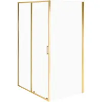 Beliani Duschkabine Gold Hartglas u. Aluminiumprofile 90x120 cm Rechteckig 190 cm Hoch mit Schiebetür Einzeltür Klarglas Modern Duschabtrennung