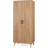 En.casa Kleiderschrank 'Norg' 191 x 80 x 52 cm mit 2 Türen 1 Kleiderstange und 1 Fach Eicheoptik