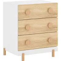 En.casa Kinderkommode 'Vaarentaa' 55 x 41 x 66 cm mit 3 Schubladen Holzbeine Weiß/Eicheoptik