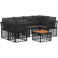 vidaXL Outdoor-Sofagarnitur 7 stk. Schwarz und Dunkelgrau Poly-Rattan