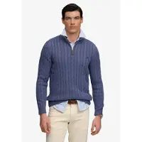 Superdry für Herren. M6110731A Preppy Cable Half Zip-Pullover in Blau (L), Lässig, Baumwolle
