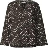 Street One Blusentop , Damen, Gr. 44, braun (schwarz coffee), Web, Obermaterial: 100% Viskose, bedruckt, normal, V-Ausschnitt, Blusen Blusentop, Viskose, Punktemuster, 3/4-Arm