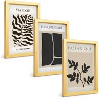 Tulup BILDER SET 3er Set - 20x30 cm Goldrahmen - Minimalistische Pflanzenposter