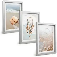 Tulup BILDER SET 3er Set - 20x30 cm Silberner Rahmen - Friedliche sommerliche Boho-Landschaften