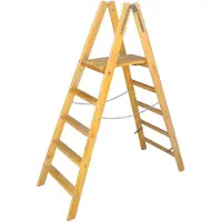 Proregal Stehbrettleiter mit Weichholzstufen Germany | 7 Stufen/Sprossen | 2,42m Länge | Holzleiter Klappleiter